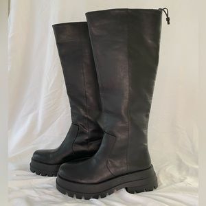 Brand new Zara Black Platform Chunky Knee High Boots Size EU 41